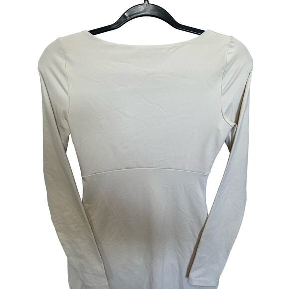 Susana Monaco Square Neck Cutout Dress Bodycon Long Sleeves Cream Size Small - Picture 8 of 12